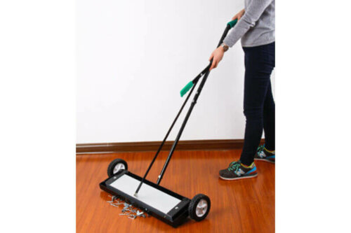 The EZ Clean load release magnetic broom makes clean up a breeze. This sweeper is 24 inches wide and designed for smooth surfaces.