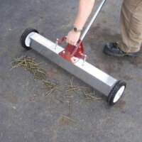 This wheeled, handheld push magnet works on any surface and has an auto release feature for easy cleaning